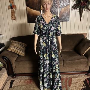 Reborn J • Boho • Blue • Maxi • Floral • Dress • Size Small • New W/ Tags
